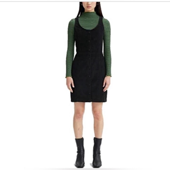 Levi's Women's Nolan Caviar black corduroy button front‎ shift Dress size XL new - Picture 1 of 2